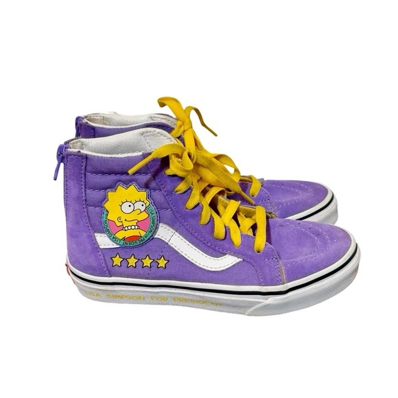 Vans The Simpsons Lisa for President Lisa 4 Prez Sk8 Hi Top Sneakers Kids Size 2 - Picture 4 of 13
